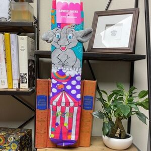 Colorful Circus Elephant Socks. Adult one size. New